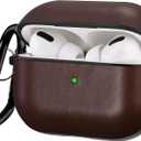 V-MORO Compatible with Airpods Pro 2 Case Cover Genuine Leather AirPod Pro 2nd Generation Case Men [Front LED Visible] iPod Pro Leather Protective Covers Ear Skin Dark Brown
