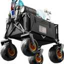 DXZ Beach Wagon Cart with Big Wheels for Sand  Folding Collapsible Wagon, Heavy Duty Wagons Carts Foldable for Beach, Camping, Outdoor Gear, Easy Setup Black Yellow