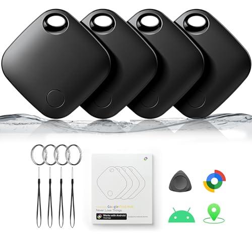 Air Tracker Tags-4 Pack for Android, Bluetooth Tracker Works with Google’s Find Hub | Android Only | Replaceable Battery | Water- Resistance | Item Finder for Luggage, Wallet, Key,Suitcases One Missing