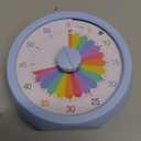 Visual Timer, 60-Minute Countdown Timer for Kids and Adults with Adjustable Volume, Rainbow Design Time Management Tools with Silent Operation, Suitable for Classroom, Office and Home (Blue)