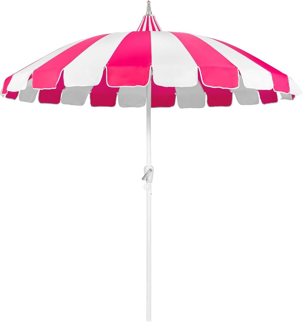 8Ft Patio Pagoda Umbrella, UV Protect Pool Umbrellas with Heavy Duty Pole, Outdoor Market Umbrella for Holiday Garden Backyard (Rose Red)