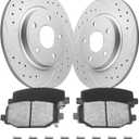 Anpulsero Brake Pads And Rotors Kit Rear Compatible with 2012-2020 Dodge Grand Caravan, Journey, Automotive Replacement Brake Kits Geomet 53069 D1596-8811 Drilled And Slotted Rotors 328mm(12.9in)