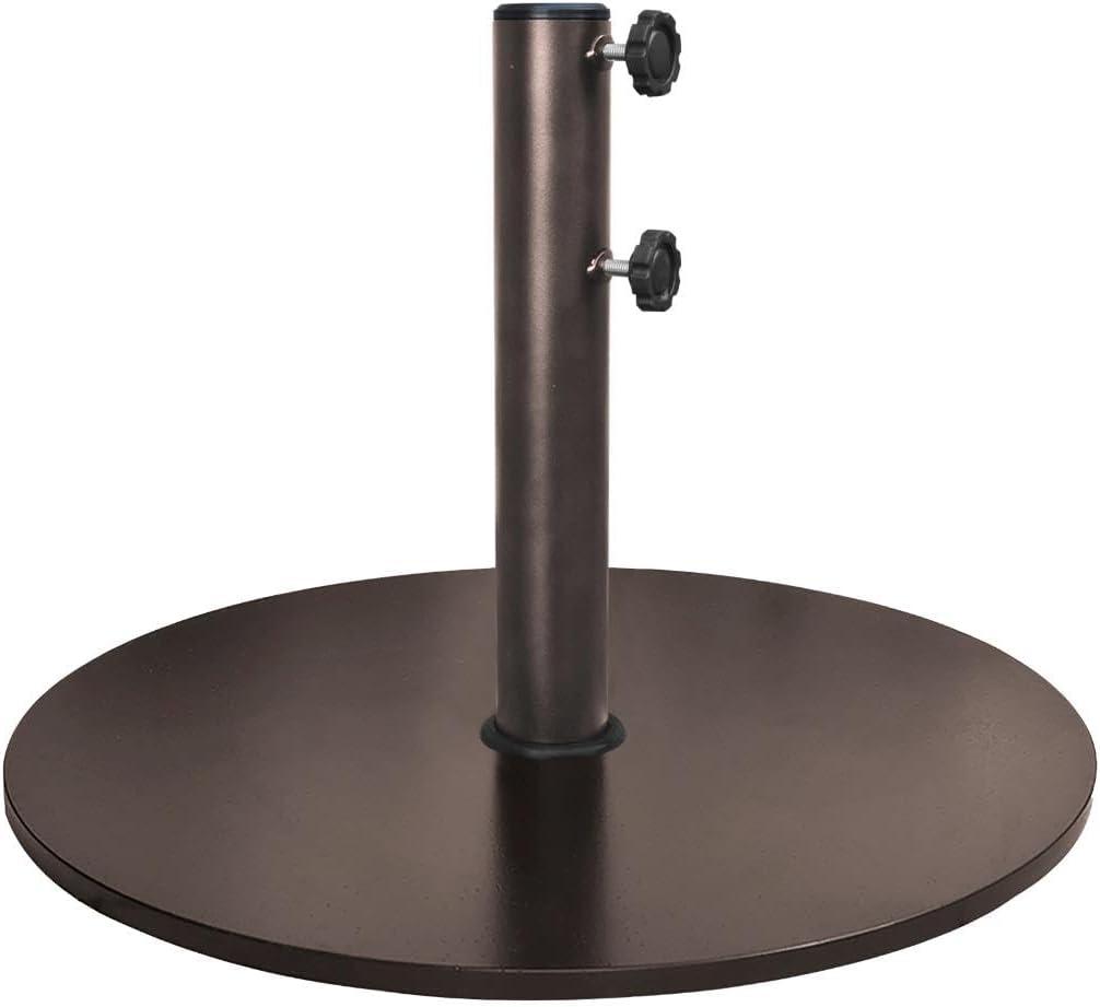 EliteShade USA Up to 140 lbs Round Umbrella Base Steel Plate Stand Market Patio Outdoor Heavy Duty Umbrella Holder, Bonus 18" Round Weight Sand Bag (Sand is not Included), Reddish-Brown