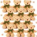 HyDren 12 Pieces Valentines Bears Stuffed Animals Bulk Soft 10 Inch Plush Toy Bears for Birthday Easter Wedding Baby Shower Party Favor Graduation Christian Charity Donation Supplies (Light Brown)