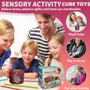 Sensory Activity Cube with 10 Strings - Anxiety Relief Fidget Toy for Children/Adults, Autism ADHD Focus, Compact Stress Reducer for Travel (red)