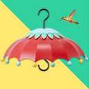 Baffle for Bird Feeder Cover with 3 Hooks, Suitable for Hummingbird Feeders, Built-in Moat, Protective Rain Cover, 14 inches, Purple (Red and Blue)