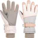 Women Ski Gloves Touch Screen Windproof and Waterproof Gloves Winter Thermal Warm Snow Glove for Skiing Cycling Snowboard for Women Men (Small, Beige)