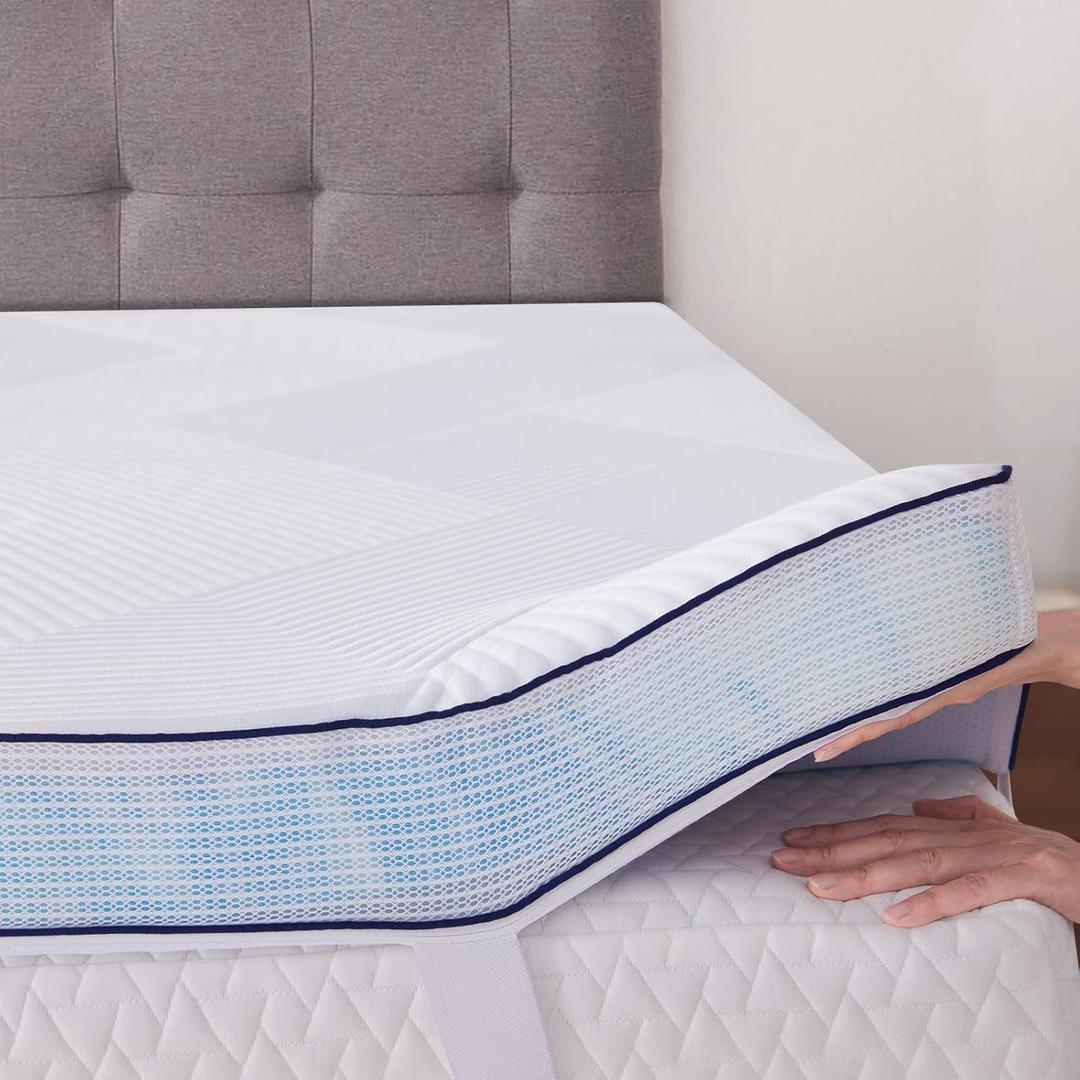 3 Inch Memory Foam Mattress Topper Queen Size Ventilated Breathable Cooling Mattress Pad with Removable Soft Cover Portable Bed Topper for Back Pain, CertiPUR-US Certified