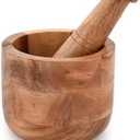 Samhita Handmade Acacia Wood Mortar and Pestle Perfect for Grinder for Herbs, Garlic, Walnut Spices & Kitchen Essentials Usage