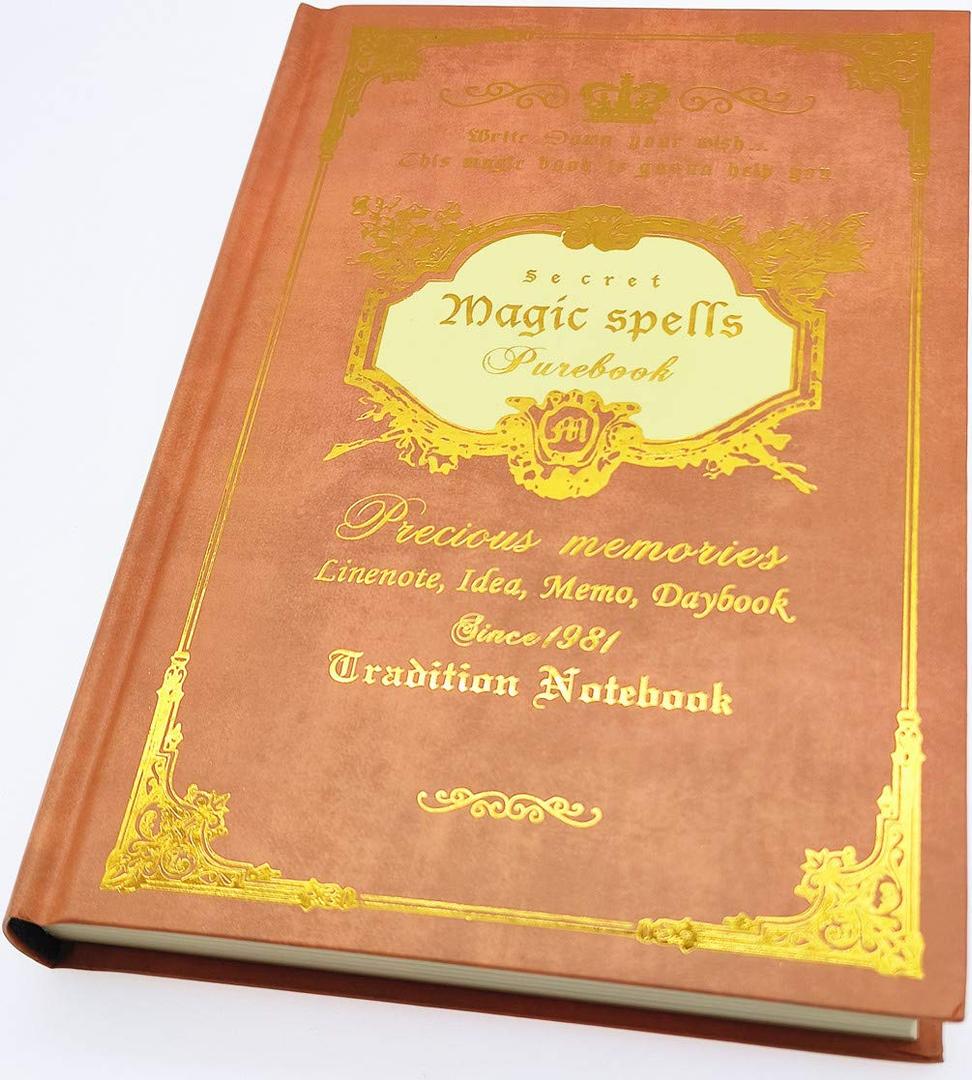 Retro Thickened Simple Magic Spells Pure Notebook Journal Traveler Notepad (Red, A5)