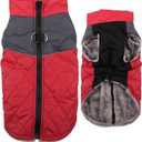 Warm Fleece Dog Coats for Small Dogs,D-Rings Waterproof Puppy Jacket for Cold Winter,Red M (Medium (Pack of 1))