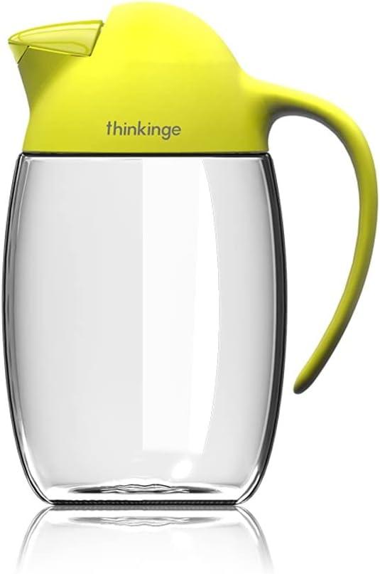 Olive Oil Dispenser Bottle with Auto Flip Cap, 21oz Leakproof Kitchen Cruet Container, Non-Slip Handle, Cute Penguin Design (Yellow)