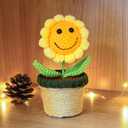 QUELIEN Crochet Sunflower Gifts for Women,Artificial Crochet Flowers for Decoration,Handmade Sunflower Pot for Home Office Desk Car Dashboard Decoration