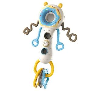 Montessori Baby Toys 12-18 Months, 5 in 1 Baby Rattles Teethers Press Pull Spinner Toy to Build Baby Fine Motor Skills, Baby Teething Toys 6-12 Months, Sensory Toys with Soft Textures Newborn Gift