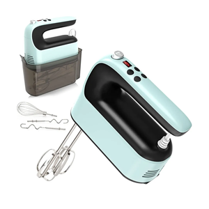9-Speed Digital Hand Mixer Electric, 400W Powerful DC Motor, Hand Mixer Electric Handheld with Snap-On Storage Case, 5 Stainless Steel Accessories, Beaters, Dough Hooks, Whisk(Ice Blue/Black)