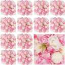 3D Flower Wall Backdrop - 24Pcs Artificial Flower Wall Panel 15 * 15inch Decoration Pink and White Roses Wall for Home Party Wedding Anniversary Birthday