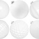 Extra Large Size Outdoor Christmas Ornaments, Oversized Huge Big Shatterproof Xmas Christmas Plastic Balls for Outside Lawn Yard Tree Hanging Decorations (6"/150mm, White, 6 Packs)