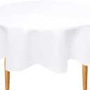 Hiasan Round Linen Table Cover 90 Inch - Wrinkle and Stain Resistant Washable Polyester Fabric Table Cloth for Dining Room Kitchen Party, White