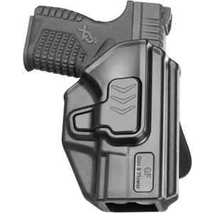 Springfield XD-S Holster, OWB Paddle Holster for 3.3'' Barrel Springfield XD-S 9/40 Pistol (NOT for MOD .2). Outside Waistband Carry Holster, 360 Degrees Adjustable. Adj, Cant Retention - Right Hand