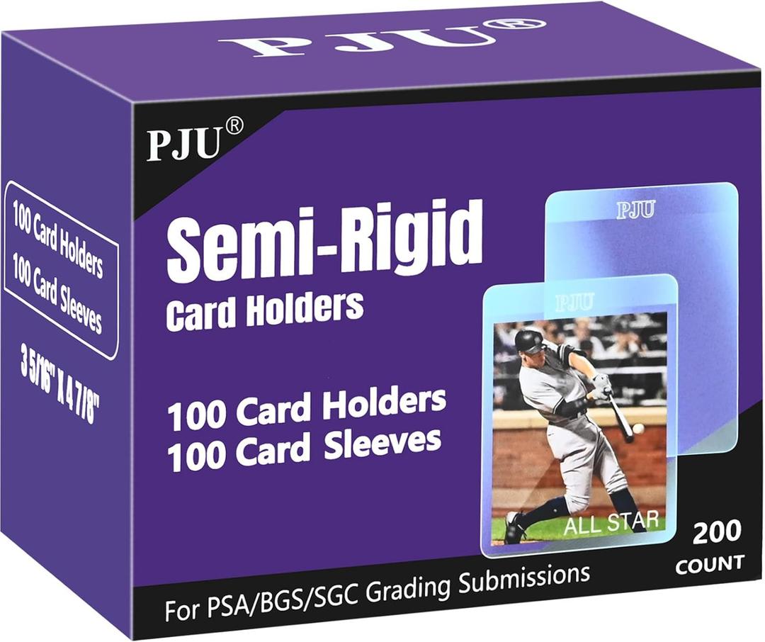100ct Semi Rigid Card Holders & 100ct Card Sleeves for PSA, SGC, BGS, CSG Graded Card Submissions, Semi Rigid Card Sleeves, Baseball Card Protectors, PSA Graded Card Sleeve for Trading Card