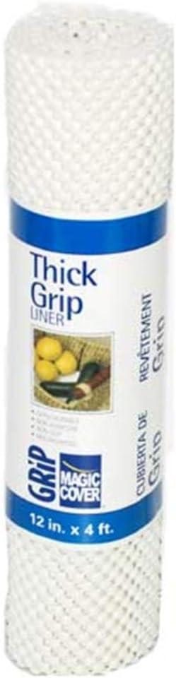 Magic Cover Thick Grip Non-Adhesive Liner for Shelves, Drawers and Counter Tops, 12 inches by 4 feet, White