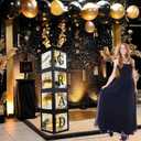 2 x Graduation Decorations 2025 Deals,Balloon Boxes with Grad Cap Topper Black Kit for Graduation Party Decorations Props Backdrop-4Pcs Boxes with Letters Grad Hat Topper Decor-Class of 2025 Party Favors