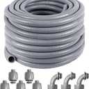 Liquid-Tight Conduit 100 ft and 8 Pieces of Connector Kit,Electrical Conduit 3/4 100ft UL Certification,Flexible Conduit with 5 Straight and 5 90-Degree Conduit Connector Fittings