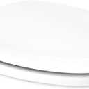 KOHLER Stonewood Quiet-Close, Elongated Toilet Seat Soft Close, Durable Wood, Easy Installation, Universal Fit, Home Essentials, White Finish, K-20466-0