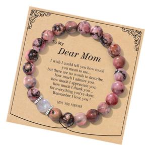 Bead Bracelet for Women Happy Birthday Gifts for Women Beaded Bracelets Moonstone Bracelet Jewelry for Mom Pink Stuff New Mom Gifts for Women