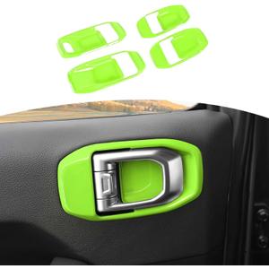 RT-TCZ for Jeep JL Inner Door Handle Bowl Cover Trim for Jeep Wrangler JL JLU Gladiator JT 2018-Present Green Interior Accessories 4Pcs