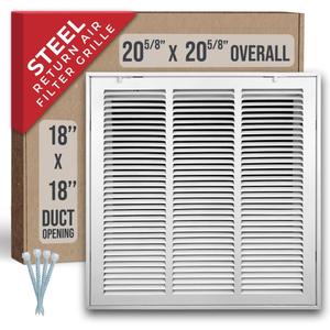 Fits 18x18 Duct Opening | Steel Return Air Filter Grille by Handua [Removable Door] for 1-inch Filters | Vent Cover Grill | White | HVAC Cold Air Intake Grille | Out Dim: 20 5/8"W X 20 5/8"H