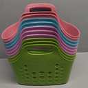 Nuogo 10 Pack Assorted Multicolor Basket with Handles Plastic Oval Carry Totes with Handles Caddy Multipurpose Organizer Reusable for Bathroom Dorm Communal Showers Kitchen School, 10.6" x 6" x 10"