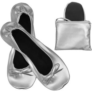 Lusofie Foldable Flats for Women with Zipper Pouch - Foldable Ballet Flats for Women for Travel Office Weddings