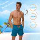 SILKWORLD Men's Swim Trunks Quick Dry Beach Shorts with Pockets (Green, XXXL)