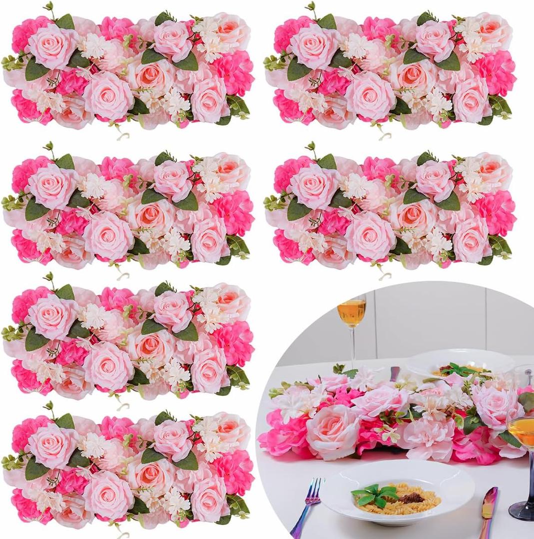 Flower Centerpieces for Tables - 6 Pack Wedding Arch Artificial Flowers Pink Arrangements Center Piece for Reception, Living Room, Kitchen, Dining Table Runner Decorations