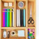 Bamboo Drawer Organizer Boxes, 5 PCS Junk Drawer Organizer, Wooden Storage Trays for Kitchen, Bathroom, Office, Makeup
