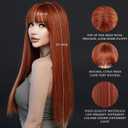 7JHH WIGS 26Inch Long Straight Wig with Bangs Ginger Wig Heat Resistant Synthetic Ginger Orange Wig Make Natural Looking Wigs for Women Party Cospaly and Daily Used