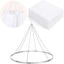 Breling 5ft x 10ft 6 Panels 24 Inches Wedding Ceiling Drapes Hanging Kit with Drapery- Ceiling Hoop with Curtains White Wedding Chiffon Fabric, for Weddings Bedroom Parties, 18.1"W x 18.1"L