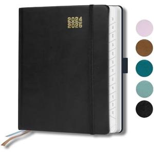 Heture Planner 2025,Daily Weekly and Monthly Appointment Book 2025 , Medium Size (6.5" x 8.5"), Hard Cover Calendar Agenda with Hourly Schedule, Monthly Tabs, 100 GSM, Perfect for School Home Office Planning-- Black, Pack of 2