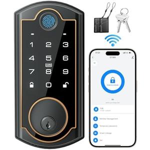 SohoTeco Smart Lock ST380, Built-in Wi-Fi, Fingerprint Keyless Entry Door Lock, Security Deadbolt Smart Locks for Front Door, App Remote Control & Auto Lock, IP56 Waterproof, (2025 Upgrade)