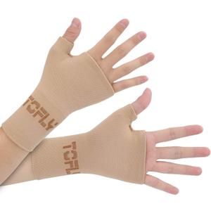 Thumb and Wrist Support for Joint Pain, Tendonitis, Sprain, Hand Instability, Compression Wrist Sleeves with Thumb Support (Medium (1 Pair), Beige)