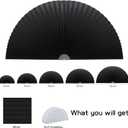 Arch Window Shade Curtains Half Circle Moon Pleated Fabric Blinds Semi Circle Temporary Light Filtering Pleated Paper Shades Half Round Window Covering Easy to Cut and Install(1, Black, 48x24Inches)