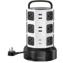 Power Strip Tower Surge Protector, JACKYLED 12 Outlets 6 USB (2 USB C) Charging Station, Extension Cord with Multiple Outlets, 1050J 1625W/13A Outlet Extender 6.5ft Extension Cord for Home Office
