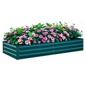 Raised Garden Bed Green, 6x3x1ft Galvanized Raised Garden Beds Outdoor for Vegetables Flowers, Raised Bed Planter Box, Metal Raised Garden Bed Kit with Gloves and 3ftx30ft Weed Barrier Fabric