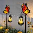 Solar Lights Outdoor Waterproof Butterfly Garden Decor,32.28in Garden Butterfly Stakes with Solar Lights,Birthday Gifts for Women Mom,Metal Decorative Lights for Yard Art Outside Patio Porch Lawn