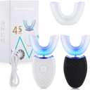 2 Pieces Ultrasonic Electric Toothbrush Adults U Shaped Automatic Toothbrushes for Teeth Whitening, 3 Brush Heads, Whole Mouth 360 Degree Cleaning Hands Rechargeable IPX7 Waterproof (No Base)