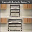 3 Tier Extra Large Stainless Steel Expandable Over The Sink Dish Drainer Drying Rack, Rust Proof Metal, Space Saving, Modern Black Big Capacity Extendable Plate Strainers Above Kitchen Counter, 25.5"-35.5"x11.9"x31.5"