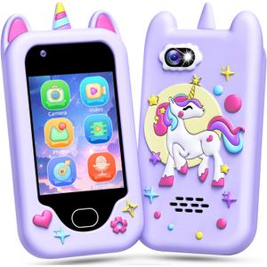 Lapare Kids Smart Phone Toys, Christmas Birthday Gifts for 3-8 Year Old Girls, Touchscreen HD Dual Camera Cell Phone with 32G SD Card(Purple)