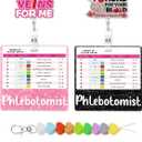 8 Pcs Phlebotomy Badge Reel Set Order of Draw Badge Card Beads,Phlebotomy Essentials Phlebotomist Badge Reel Accessories, Phlebotomy Practice Kit Lab Rn Badge Buddy Reel Nurse Supplies (Pink, Black)