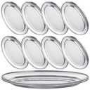 6 PCS Sizzle Platter for Serving Food Medium Serving Trays for Party Buffet Oval Serving Platter Set Silver Tray Decorative Metal Trays Stainless Steel Tray Long Sizzler Plates for Sushi Dish
